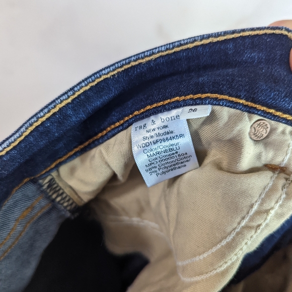 Rag & Bone Nina High Rise Skinny Jeans Marine Blue Dark Wash Denim - Picture 9 of 10